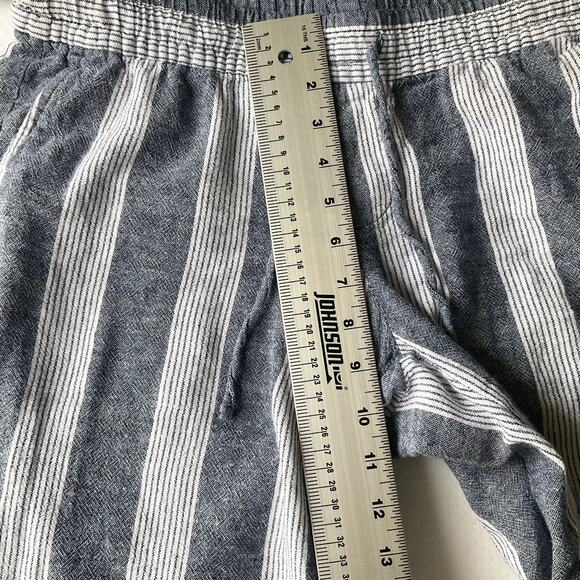 Old Navy Women Casual Pants size S Linen Rayon Elastic Waist Stripes Blue White - Picture 4 of 10